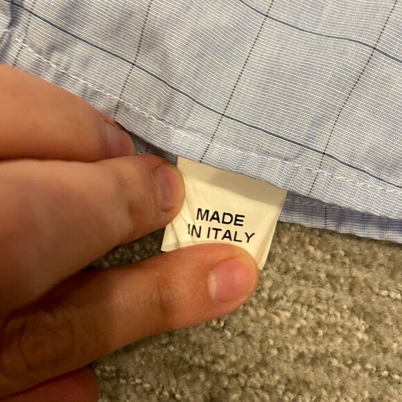 Valentino Roma Dress Shirt Mens Large 40 / 15.75 Blue Check Button Down Italy * - Picture 5 of 11